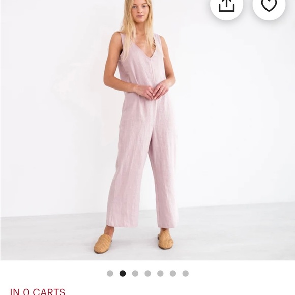 Light Pink Linen Jumpsuit - Picture 1 of 6